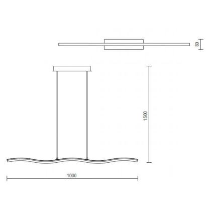 Redo 01-893 - LED lestenec na jeklenem lanku PULSE LED/23,1W/230V matni krom