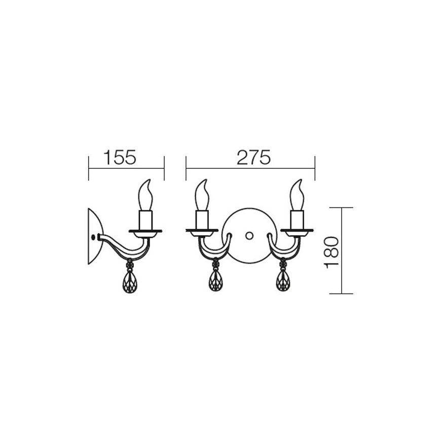 Redo 02-710 - Stenska svetilka FABIOLA 2xE14/28W/230V