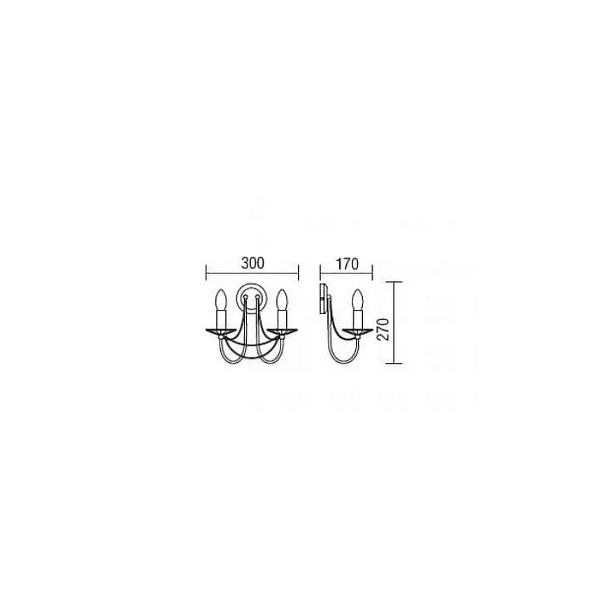 Redo 02-859 - Stenska svetilka ARIEL 2xE14/28W/230V baker
