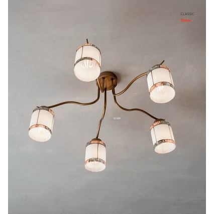Redo 02-888 - Nadgradni lestenec DEKOR 5xE27/42W/230V pr. 52,3 cm bron