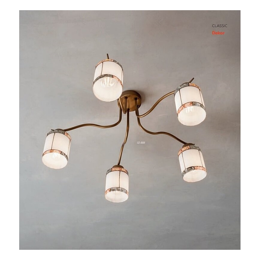 Redo 02-888 - Nadgradni lestenec DEKOR 5xE27/42W/230V pr. 52,3 cm bron