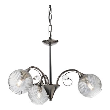 Redo 02-972 - Lestenec na verigi ASPERA 3xE14/28W/230V, premer 52 cm, črna