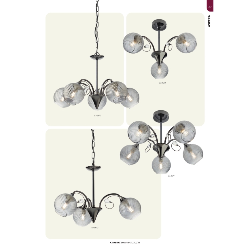 Redo 02-972 - Lestenec na verigi ASPERA 3xE14/28W/230V, premer 52 cm, črna