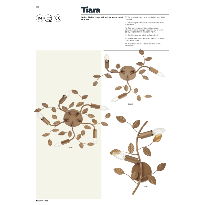 Redo 02-980 - Nadgradni lestenec TIARA 5xE14/28W/230V