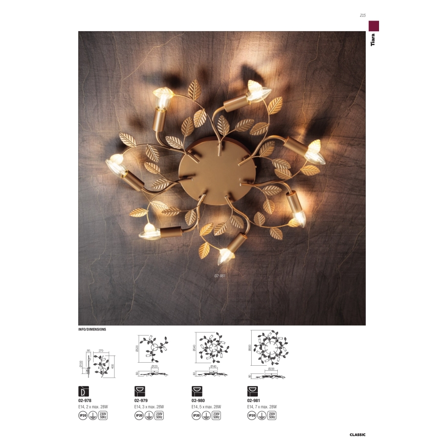 Redo 02-981 - Nadgradni lestenec TIARA 7xE14/28W/230V