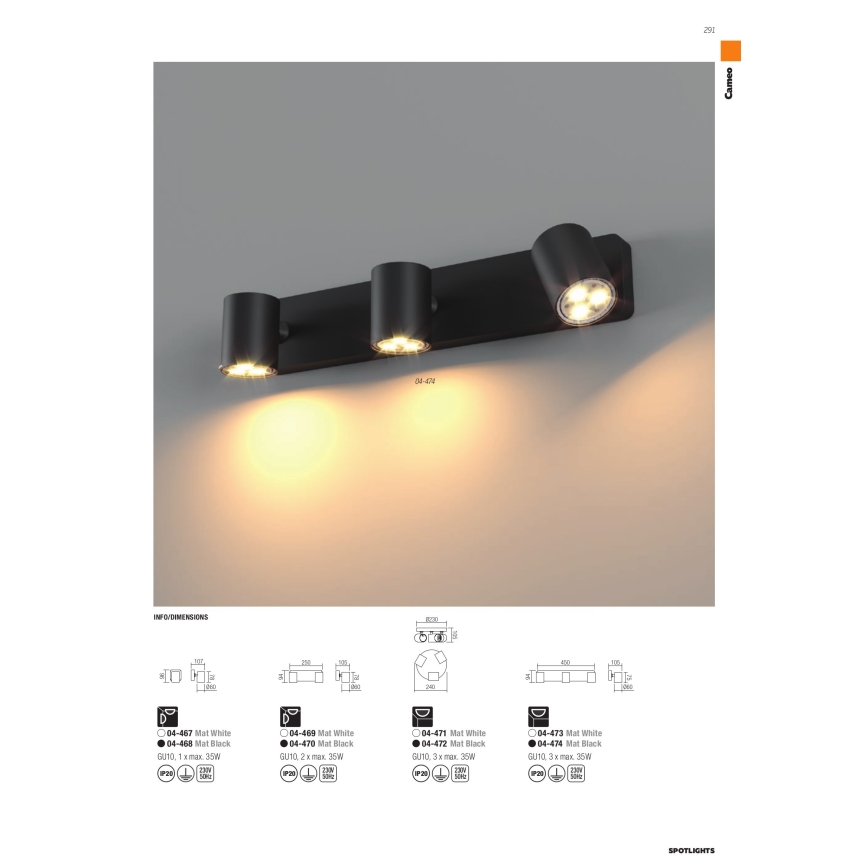 Redo 04-468 - Usmerjena svetilka CAMEO 1xGU10/35W/230V črna
