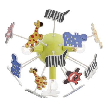 Redo 04-514 - Otroška stropna svetilka SAFARI 3xE14/28W/230V, premer 41 cm, večbarvna