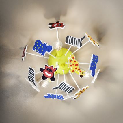 Redo 04-514 - Otroška stropna svetilka SAFARI 3xE14/28W/230V, premer 41 cm, večbarvna