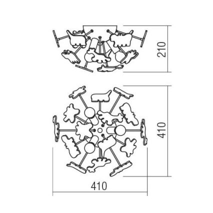 Redo 04-514 - Otroška stropna svetilka SAFARI 3xE14/28W/230V, premer 41 cm, večbarvna