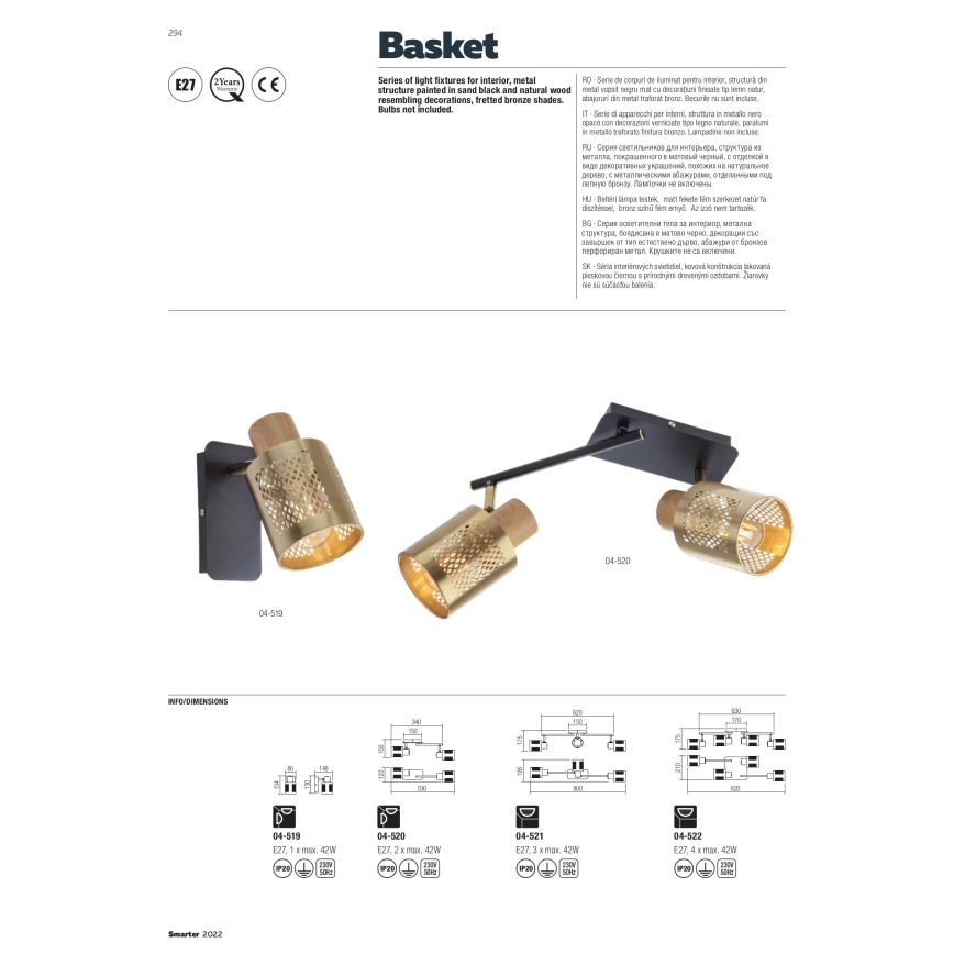 Redo 04-522 - Lestenec BASKET 4xE27/42W/230V bron