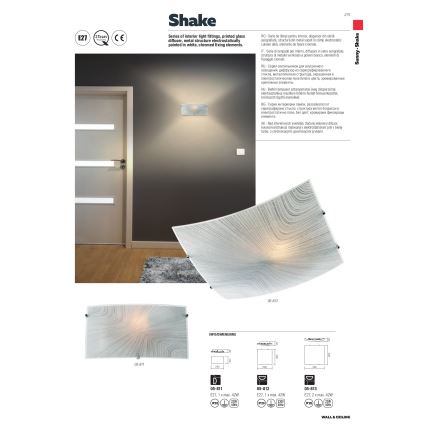 Redo 05-812 - Stropna svetilka SHAKE 1xE27/42W/230V 29,5x29,5 cm bela