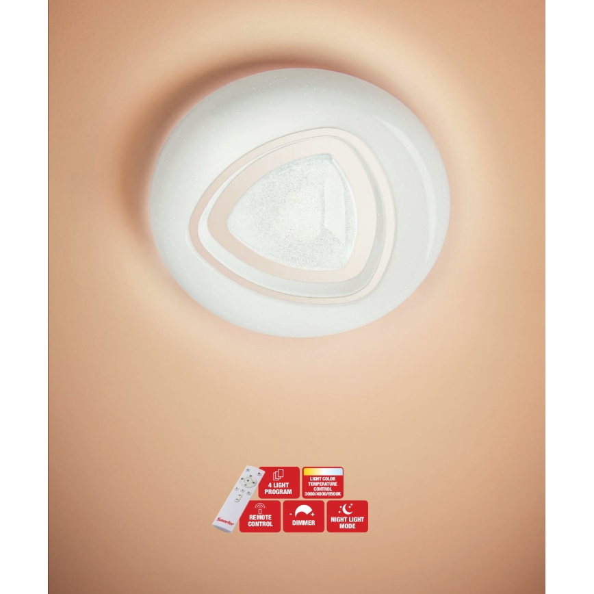 Redo 05-919 - zatemnljivo stropno LED svetilo GALAX LED/48W/230V 3000-6500K Wi-Fi Tuya, premer 48 cm, belo + daljinski upravljalnik