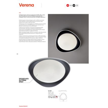 Redo 05-922 - LED Stropna svetilka VERENA LED/24W/230V antracit