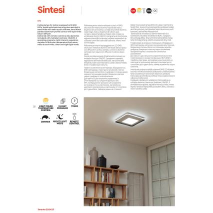 Redo 05-961 - LED Zatemnitvena stropna svetilka SINTESI LED/53W/230V 45x45 cm 3000-6000K + Daljinski upravljalnik