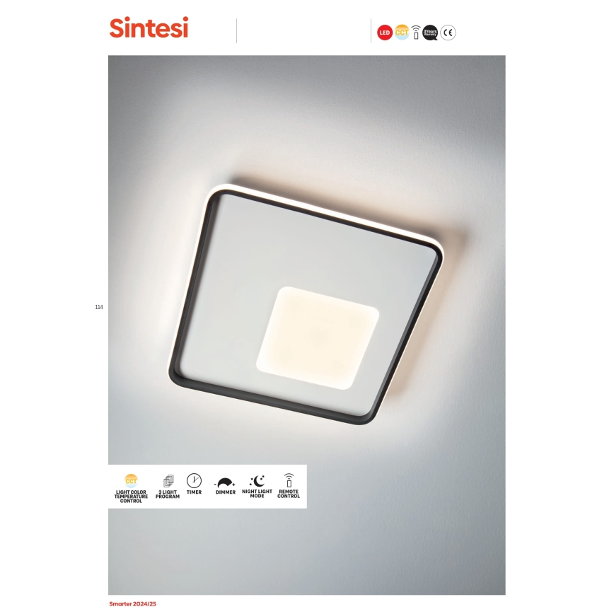 Redo 05-961 - LED Zatemnitvena stropna svetilka SINTESI LED/53W/230V 45x45 cm 3000-6000K + Daljinski upravljalnik
