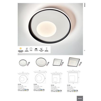 Redo 05-961 - LED Zatemnitvena stropna svetilka SINTESI LED/53W/230V 45x45 cm 3000-6000K + Daljinski upravljalnik