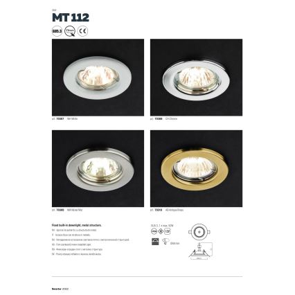 Redo 70310 - Vgradna svetilka MT 1xGU5,3/50W/12V medenina