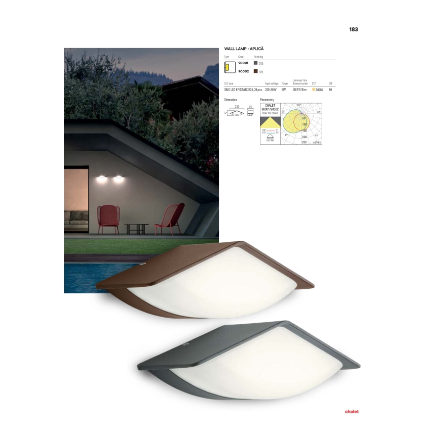 Redo 90002 - LED zunanja stenska svetilka CHALET LED/8W/230V IP54