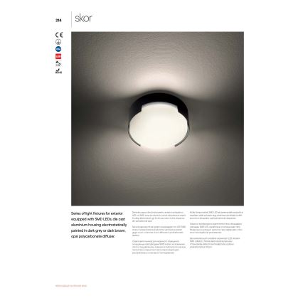 Redo 90006 - LED Zunanja stropna svetilka SKOR LED/16W/230V pr. 25 cm IP54 rjava