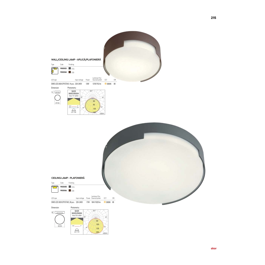 Redo 90006 - LED Zunanja stropna svetilka SKOR LED/16W/230V pr. 25 cm IP54 rjava