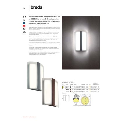 Redo 90023 - LED Zunanja stenska svetilka BREDA 1xLED/12W/230V IP54