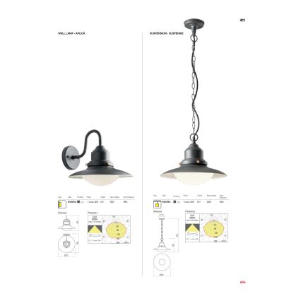 Redo 90094 - Zunanji lestenec na verigi ELIO 1xE27/42W/230V IP44