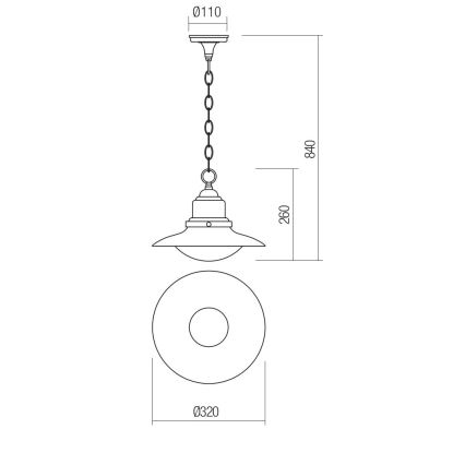 Redo 90094 - Zunanji lestenec na verigi ELIO 1xE27/42W/230V IP44