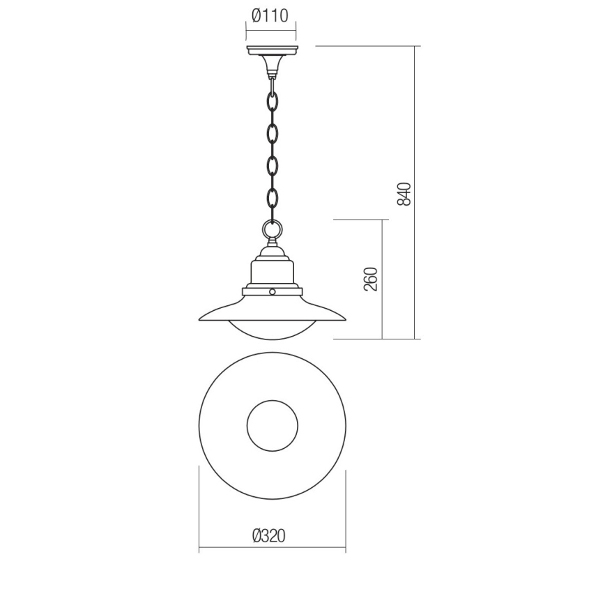 Redo 90094 - Zunanji lestenec na verigi ELIO 1xE27/42W/230V IP44