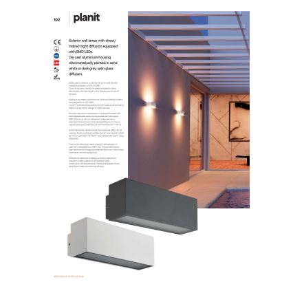 Redo 90095 - LED zunanja stenska svetilka PLANIT LED/10W/230V 3000K IP54 bela