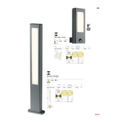 Redo 90125 - LED zunanja svetilka DOLMEN LED/12,44W/230V IP54 antracit