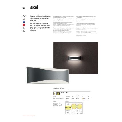 Redo 90126 - LED zunanja stenska svetilka AXEL LED/7W/230V 3000 IP65 antracit