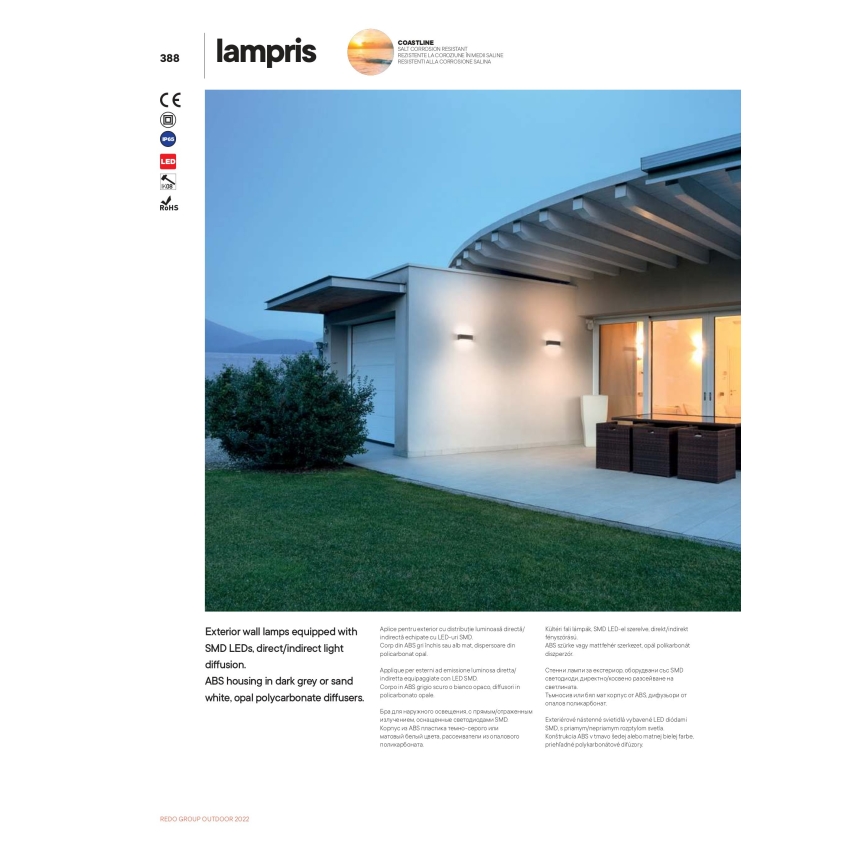 Redo 90154 - LED zunanja stenska svetilka LAMPRIS LED/12W/230V IP65