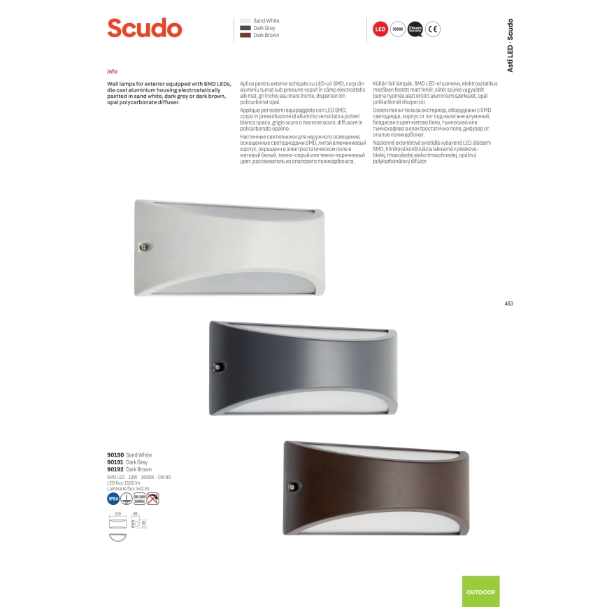 Redo 90192 - LED Zunanja stenska svetilka SCUDO LED/10W/230V 3000K IP54 rjava