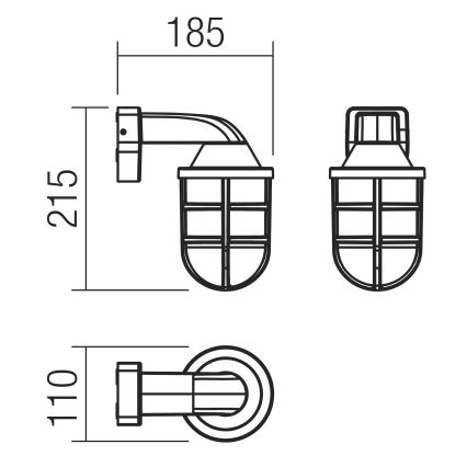 Redo 90205 - Zunanja stenska svetilka CAGE 1xE27/28W/230V IP44 medenina