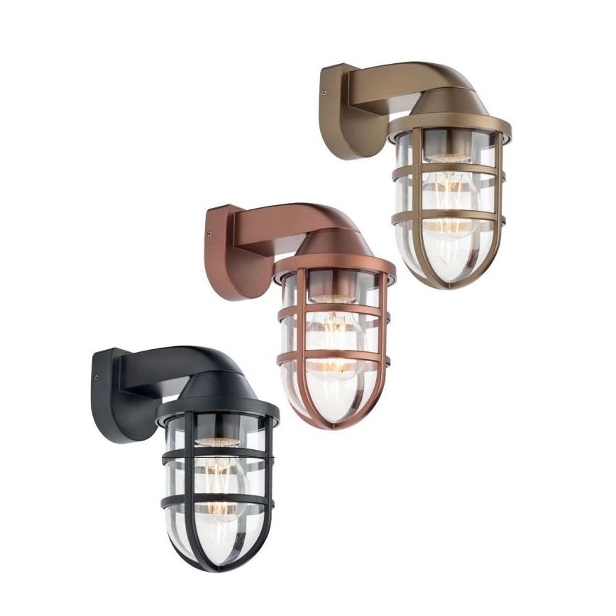 Redo 90206 - Zunanja stenska svetilka CAGE 1xE27/28W/230V IP44 baker