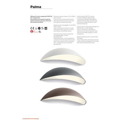 Redo 90236 - LED zunanja stenska svetilka PALMA LED/18W/230V 3000K IP54 rjava