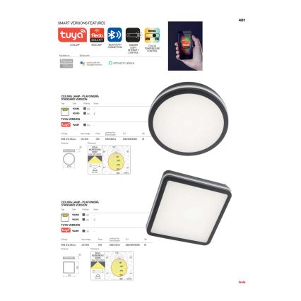 Redo 90286 - LED Zunanja stropna svetilka ISOLA LED/24W/230V pr. 26 cm 3000/4000/6500K IP54 antracit