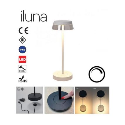 Redo 90306 - LED Zatemnitvena namizna svetilka na dotik ILUNA LED/2,5W/5V 2700-3000K 3000 mAh IP65 bela