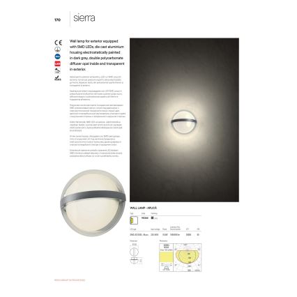 Redo 90364 - LED Zunanja stenska svetilka SIERRA LED/10,8W/230V IP54