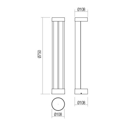 Redo 90365 - LED zunanja svetilka ZEUS LED/11,5W/230V 3000K 75 cm IP54 antracit