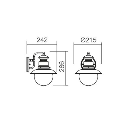 Redo 9045 - Zunanja stenska svetilka SCOTT 1xE27/42W/230V IP44