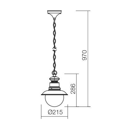 Redo 9046 - Zunanji lestenec na verigi SCOTT 1xE27/42W/230V IP44