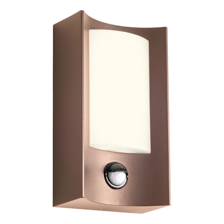 Redo 90487 - LED Zunanja stenska svetilka s senzorjem WARP LED/8W/230V 3000K IP44 rjava