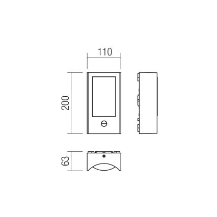 Redo 90487 - LED Zunanja stenska svetilka s senzorjem WARP LED/8W/230V 3000K IP44 rjava