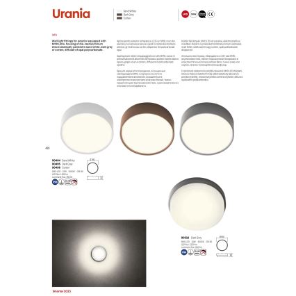 Redo 90516 - LED Zunanja stropna svetilka URANIA LED/10W/230V pr. 16 cm IP65 antracit