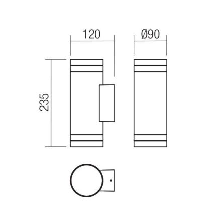 Redo 90518 - Zunanja stenska svetilka CARGO 2xGU10/28W/230V IP54 antracit