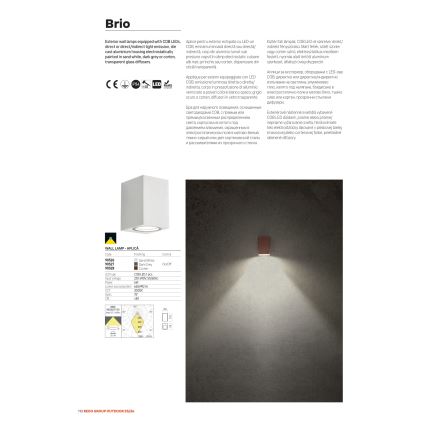 Redo 90528 - LED zunanja stenska svetilka BRIO LED/6W/230V 3000K IP54 rjava