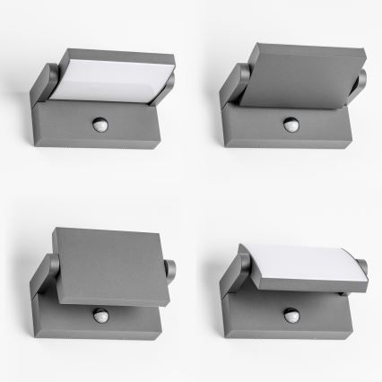 Redo 90587 - LED zunanja stenska svetilka s senzorjem FLIP LED/20W/230V 3000K CRI 90 IP54 antracit