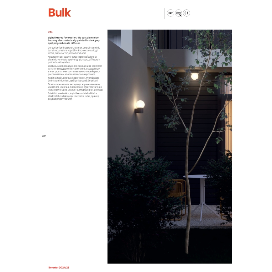 Redo 90643 - Zunanja svetilka BULK 1xE27/28W/230V 80 cm IP44 antracitna