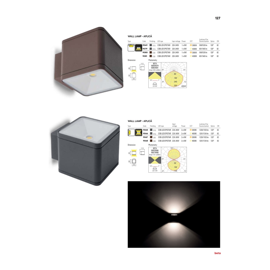 Redo 9065 - LED Zunanja stenska svetilka BETA 2xLED/6W/230V IP54